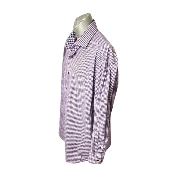 Daniel Hechter Business Casual Circles Pink Purple Men Shirt Sz 3XLT LS - Picture 8 of 10